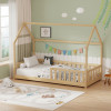 Children's bed Bambie with railing Montessori pakoworld pine wood in natural color 90x190cm