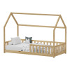 Children's bed Bambie with railing Montessori pakoworld pine wood in natural color 90x190cm