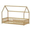 Children's bed Bambie with railing Montessori pakoworld pine wood in natural color 90x190cm