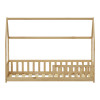 Children's bed Bambie with railing Montessori pakoworld pine wood in natural color 90x190cm