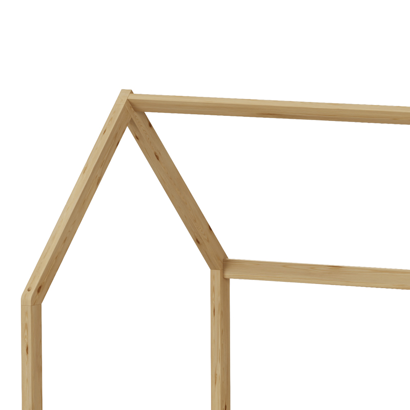 Children's bed Bambie with railing Montessori pakoworld pine wood in natural color 90x190cm