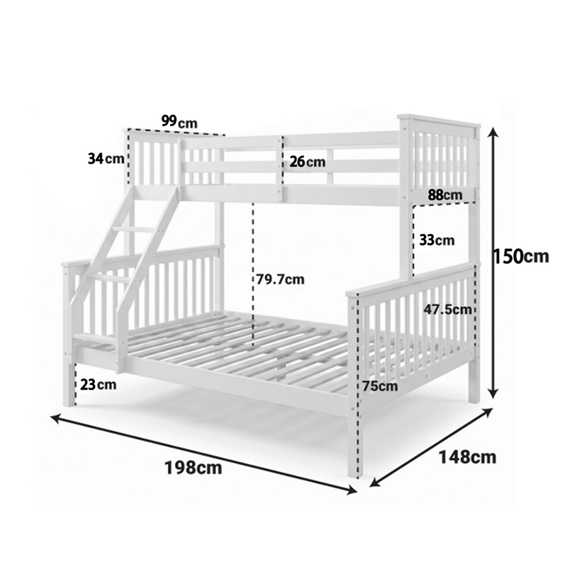 Armonia pakoworld children's bunk bed, pine wood, white, 90/140x190cm