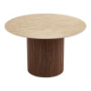 Sikulu pakoworld oak MDF table with ceramic surface in beige travertine look D125x77cm