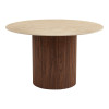 Sikulu pakoworld oak MDF table with ceramic surface in beige travertine look D125x77cm