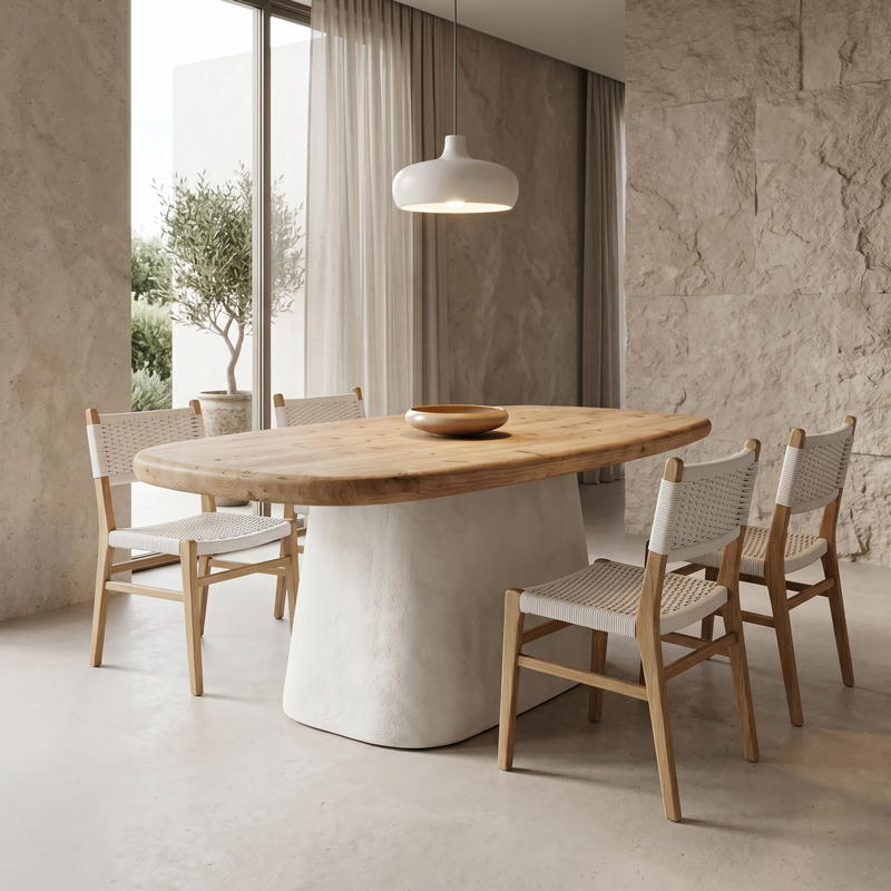 Dining table Herona pakoworld fir-mdf oak-white 180x90x78cm