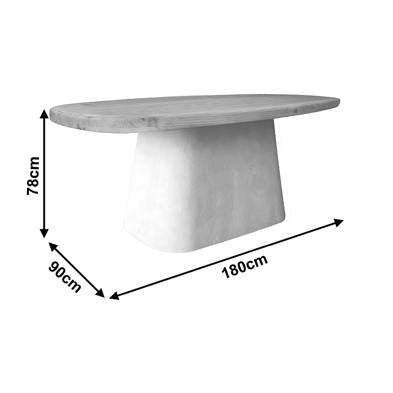 Dining table Herona pakoworld fir-mdf oak-white 180x90x78cm