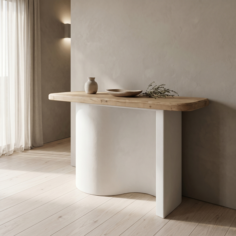 Console table Jeckie pakoworld fir-mdf oak-white 120x38x80cm