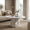 Τραπέζι σαλονιού Zinol pakoworld mdf-polyresin λευκό Φ80x36εκ