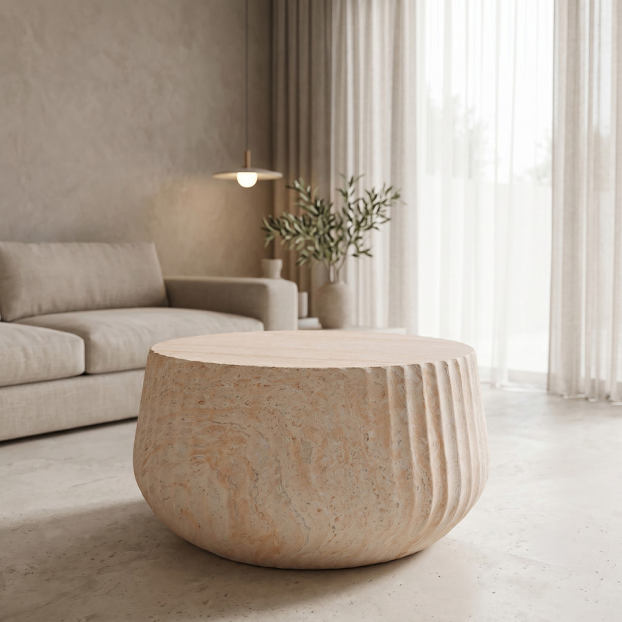 Rongo pakoworld coffee table MGO travertine look D80x41cm