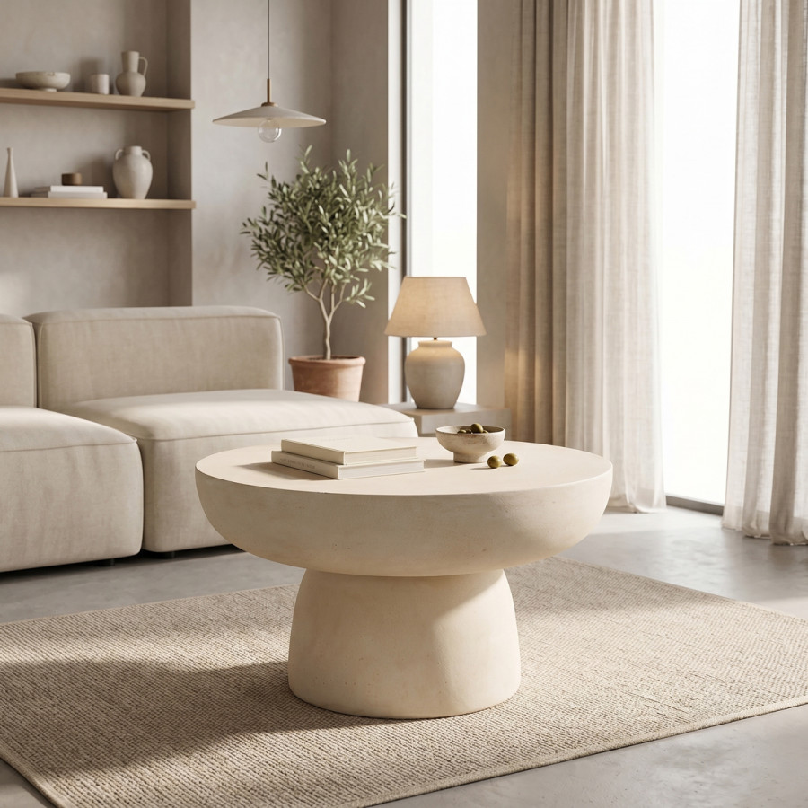 Coffee table Nuebo pakoworld MGO cream D70x40cm