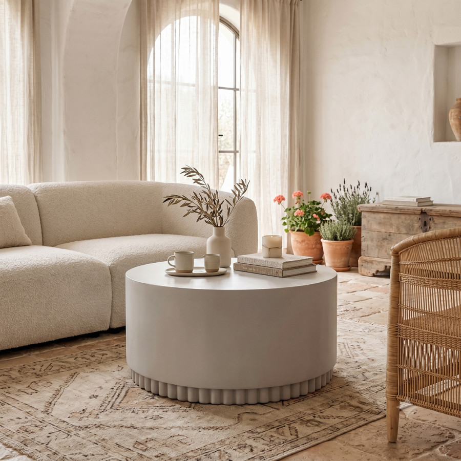 Tierra pakoworld coffee table light grey MGO D75x37cm