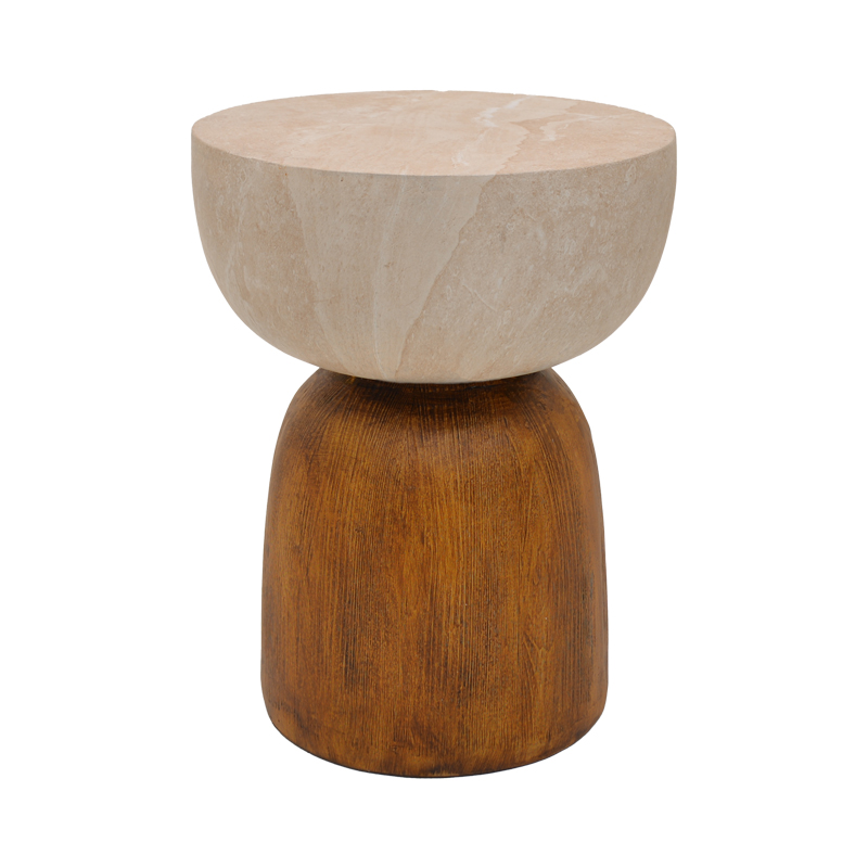 Isaka pakoworld side table, MGO, cream-wood look, D38x48cm