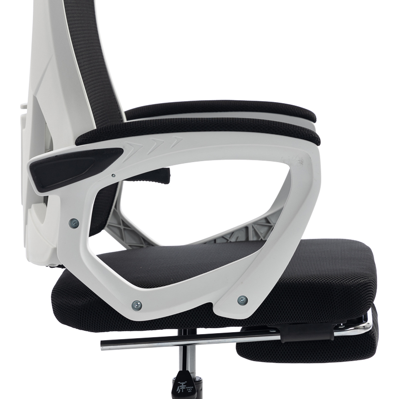 Καρέκλα γραφείου διευθυντή με υποπόδιο Meton pakoworld λευκό - mesh μαύρο 48x60x118-128εκ