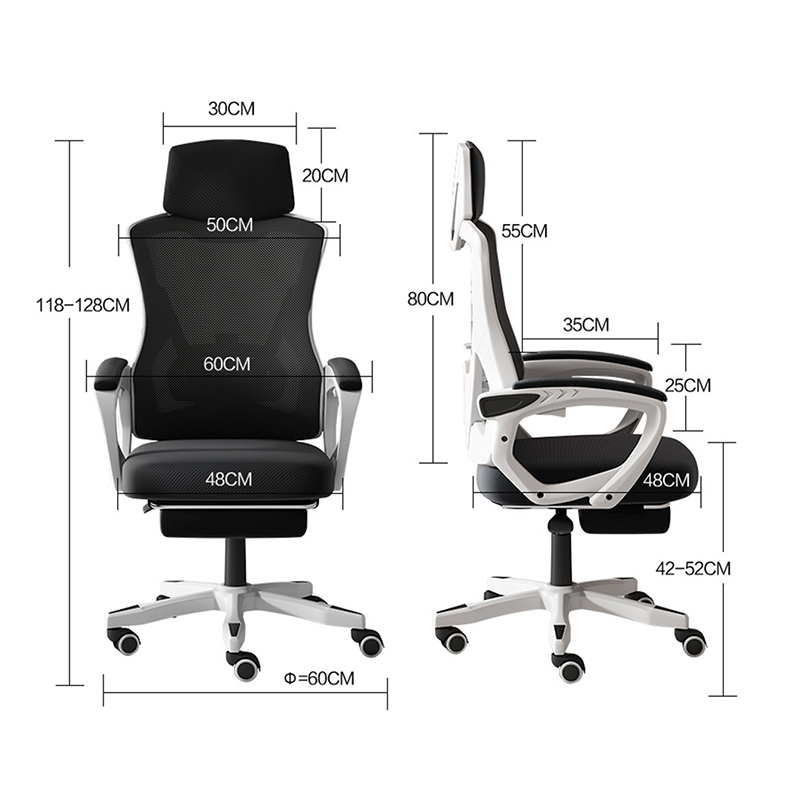 Manager's office chair with footrest Meton pakoworld white - mesh black 48x60x118-128cm