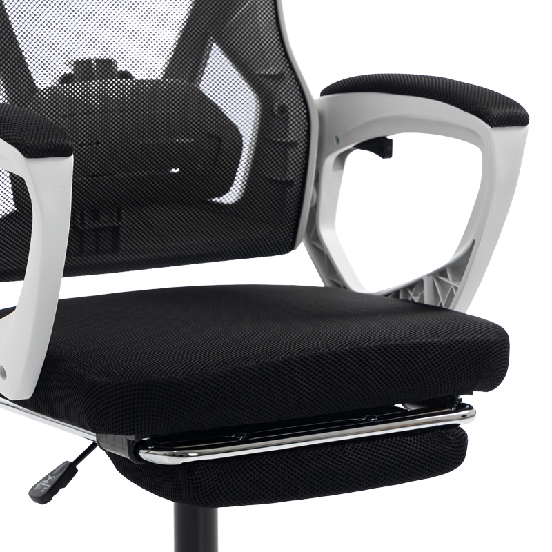 Καρέκλα γραφείου διευθυντή με υποπόδιο Meton pakoworld λευκό - mesh μαύρο 48x60x118-128εκ