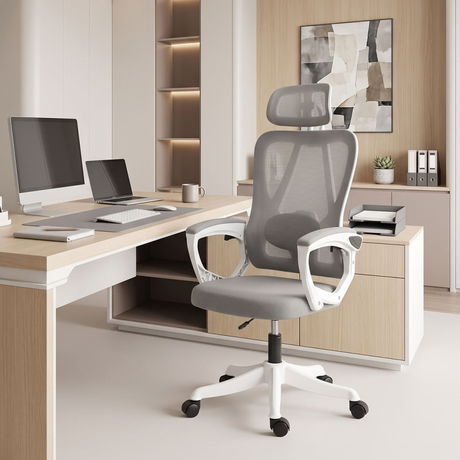 Exeter pakoworld director's office chair white - mesh gray 50x58x119-129cm