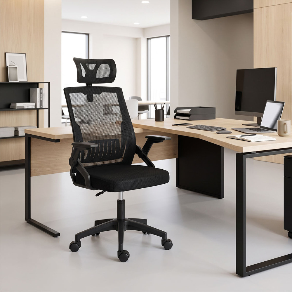 Plymot pakoworld mesh office chair, black color, 48x58x112-122cm