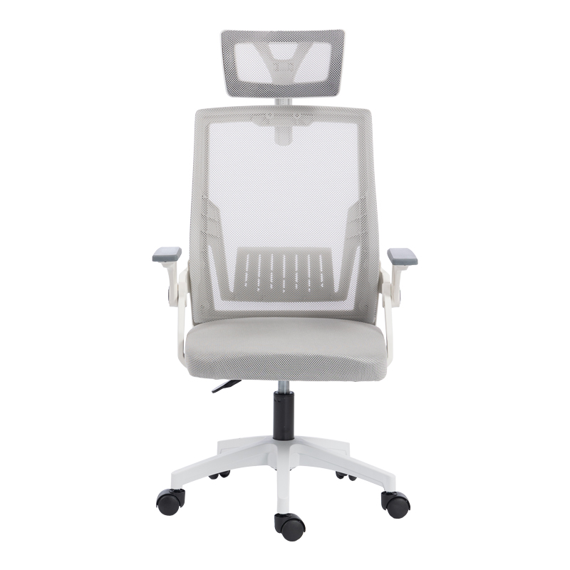 Καρέκλα γραφείου Plymot pakoworld λευκή - mesh γκρι 48x58x112-122εκ