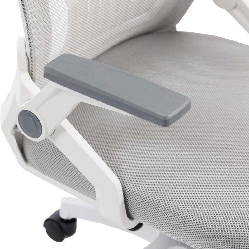 Καρέκλα γραφείου Plymot pakoworld λευκή - mesh γκρι 48x58x112-122εκ