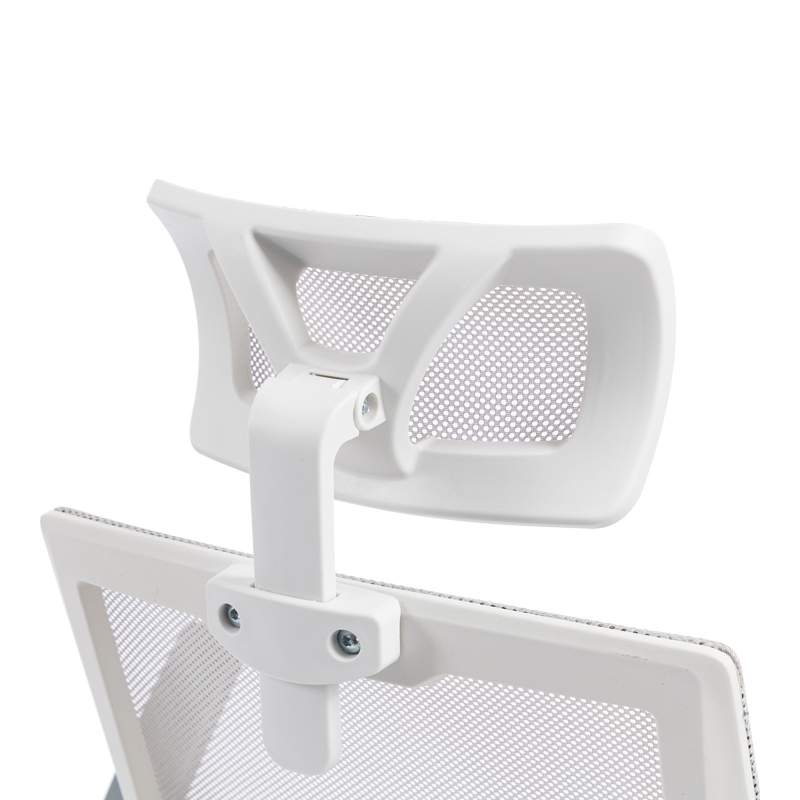 Καρέκλα γραφείου Plymot pakoworld λευκή - mesh γκρι 48x58x112-122εκ