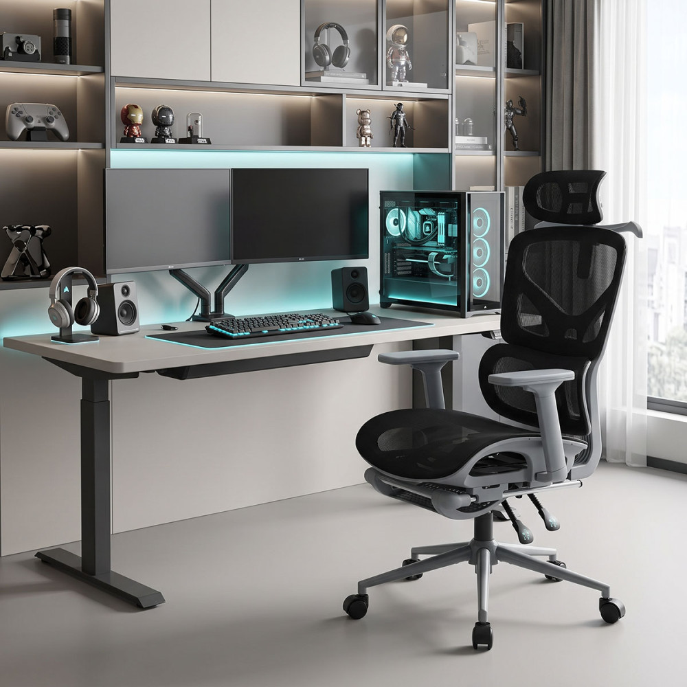 Vigo pakoworld grey executive office chair, mesh black 52x70x118-124cm