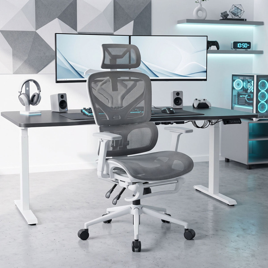 Vigo pakoworld white executive office chair, mesh grey 52x70x118-124cm