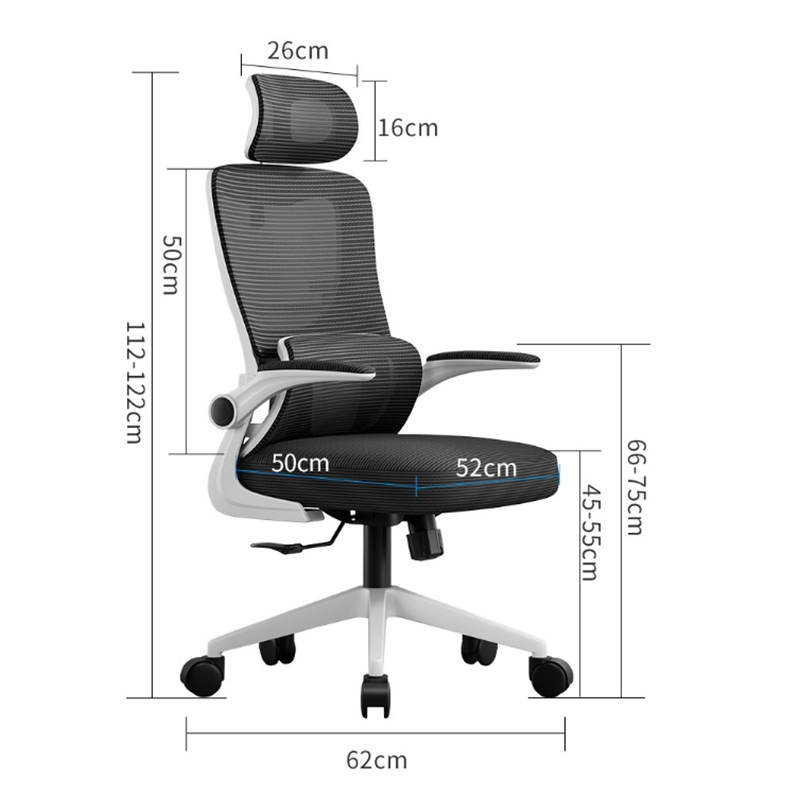 Director's office chair Mainz pakoworld white - mesh grey 50x60x112-122cm