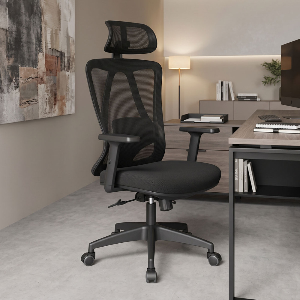 Καρέκλα γραφείου διευθυντή Magida pakoworld mesh μαύρο 58.5x66x115-125εκ