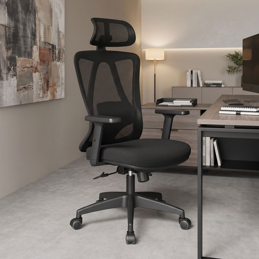 Καρέκλα γραφείου διευθυντή Magida pakoworld mesh μαύρο 58.5x66x115-125εκ