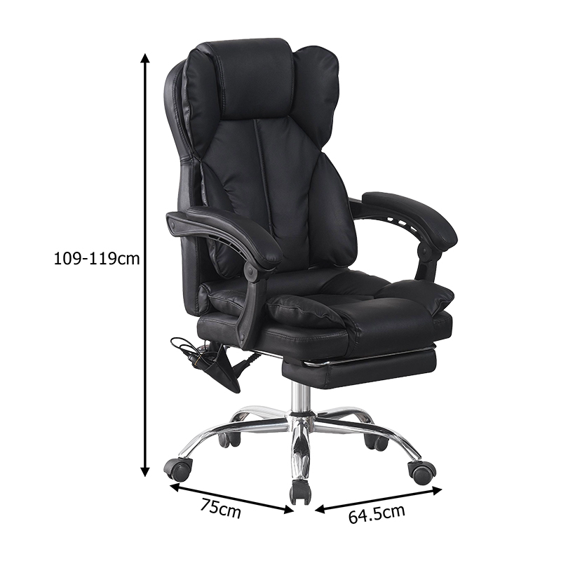 Director's office chair with footrest and massage Ekse pakoworld pu black 64.5x75x109-119cm