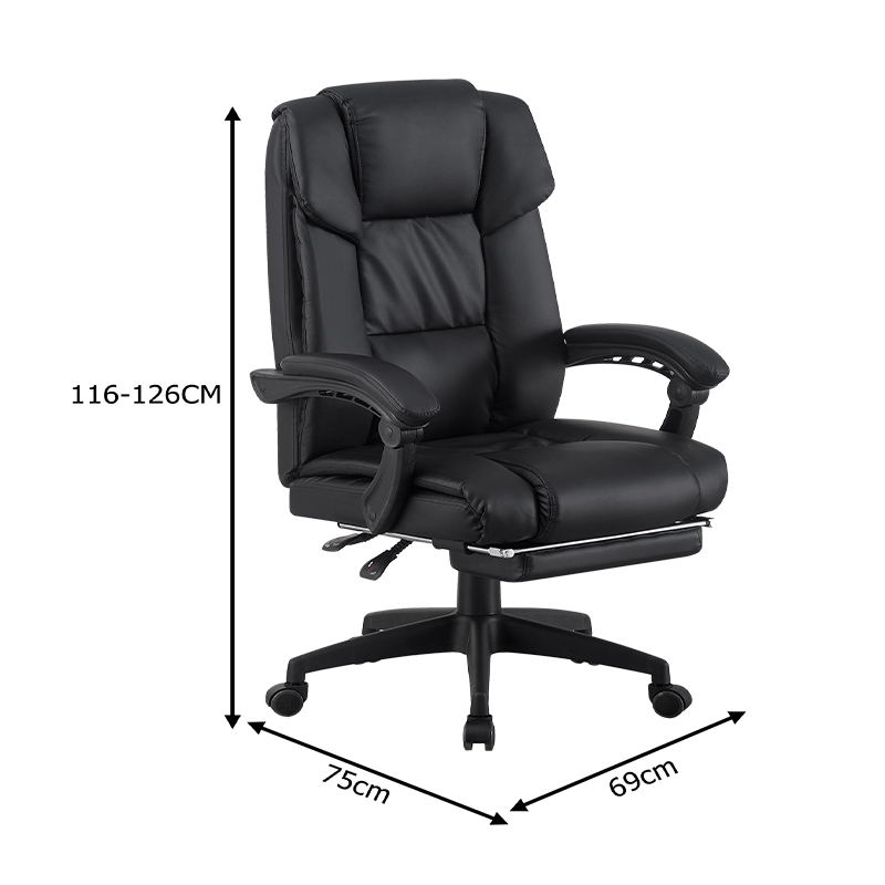 Director's office chair with footrest Garnut pakoworld pu black 69x75x116-126cm