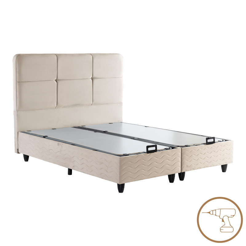 Double bed Punto pakoworld with storage space cream velvet 160x200cm