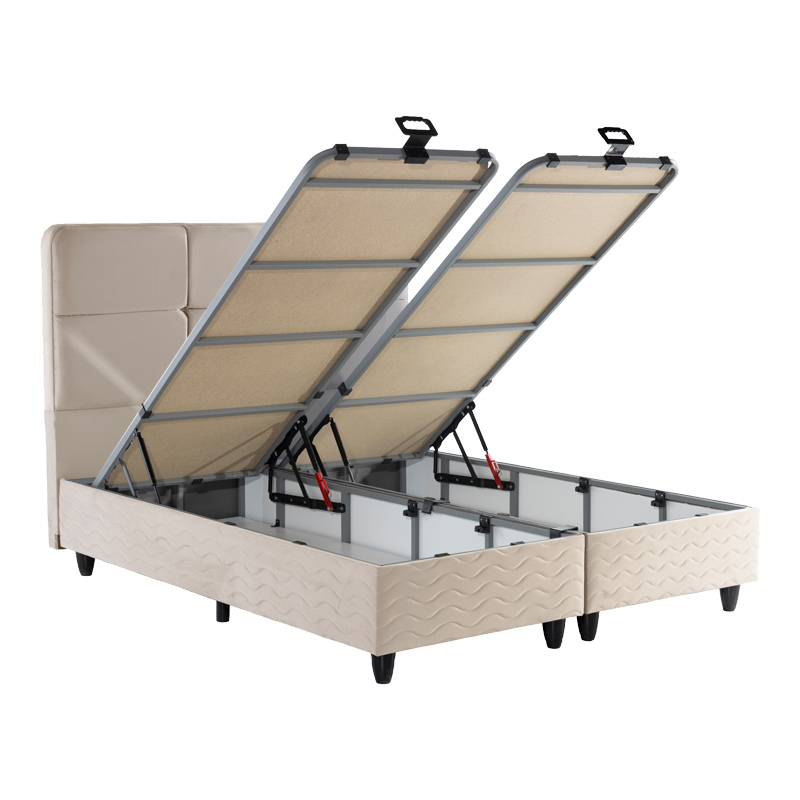 Double bed Punto pakoworld with storage space cream velvet 160x200cm