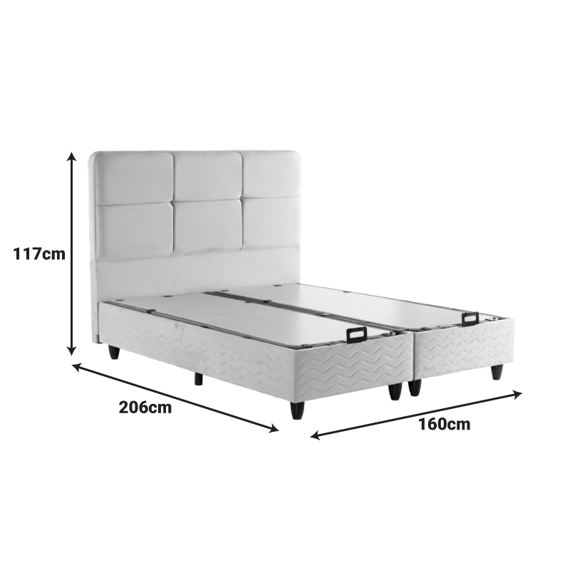 Double bed Punto pakoworld with storage space cream velvet 160x200cm