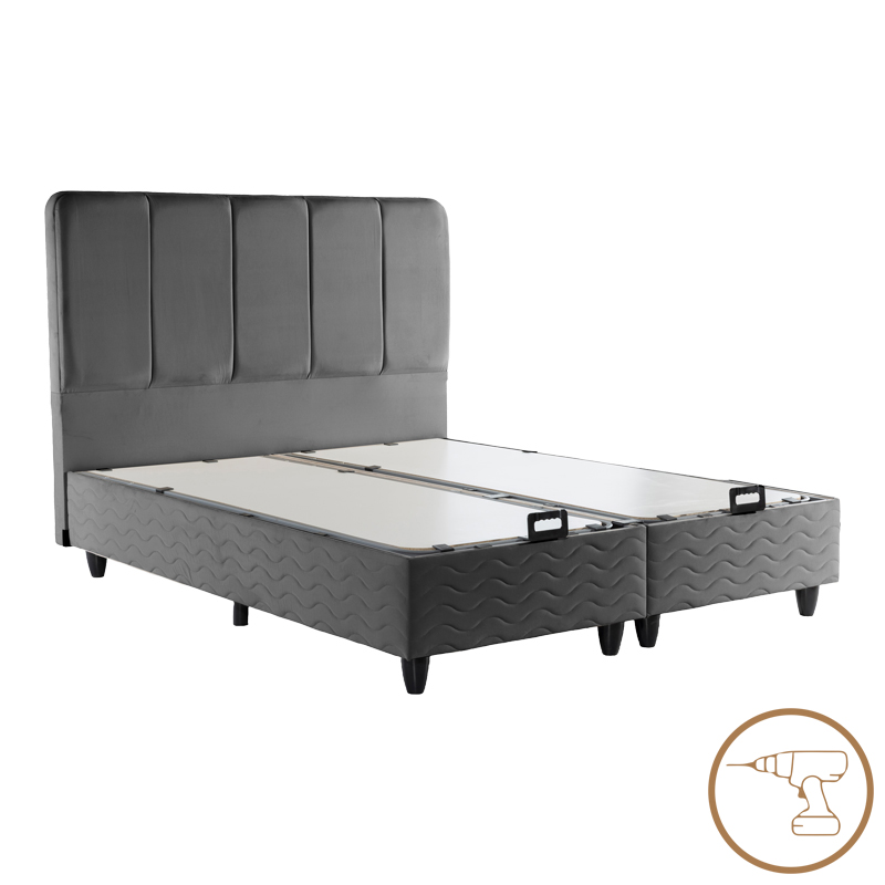 Double bed Lunda pakoworld with storage space anthracite velvet 160x200cm