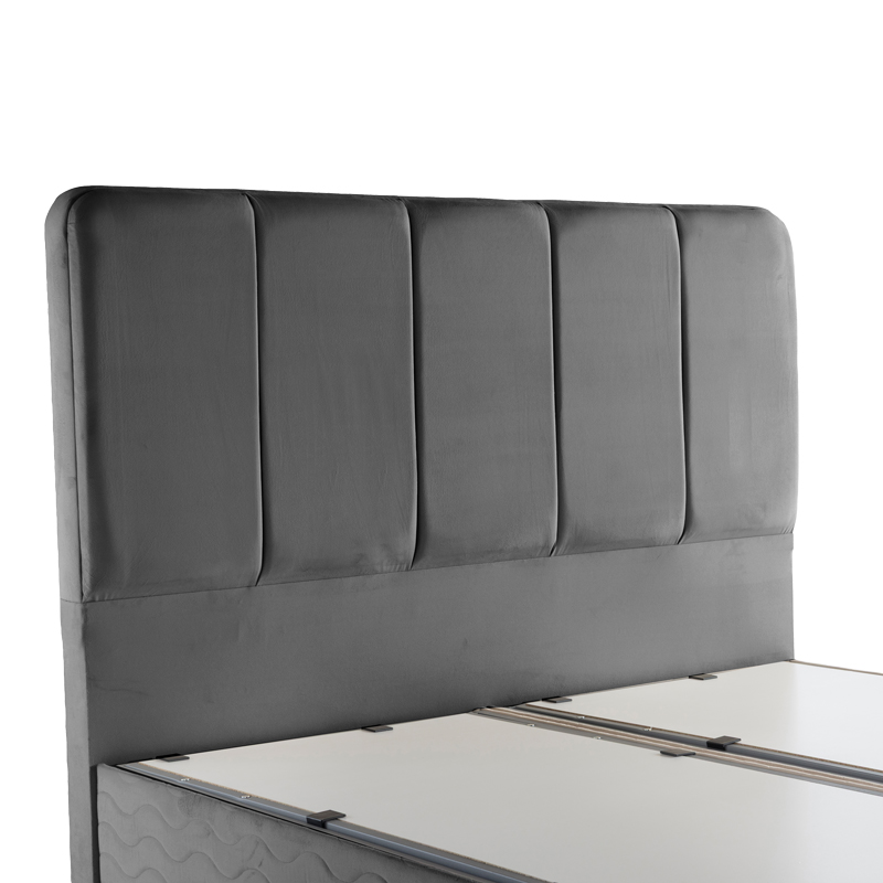 Double bed Lunda pakoworld with storage space anthracite velvet 160x200cm