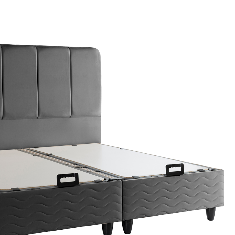 Double bed Lunda pakoworld with storage space anthracite velvet 160x200cm