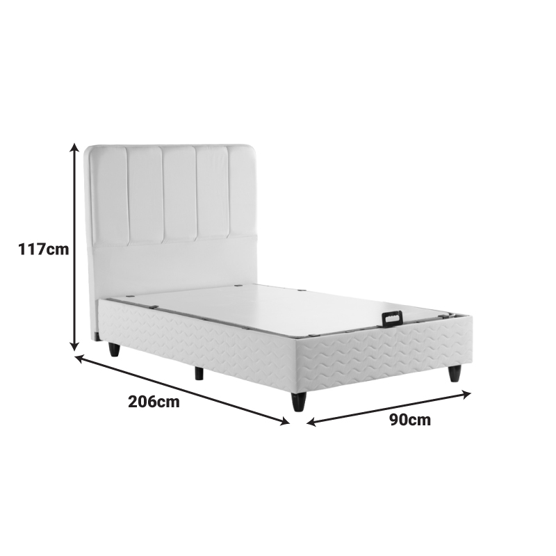 Κρεβάτι μονό Lunda pakoworld με αποθηκευτικό χώρο ανθρακί βελούδο 90x200εκ