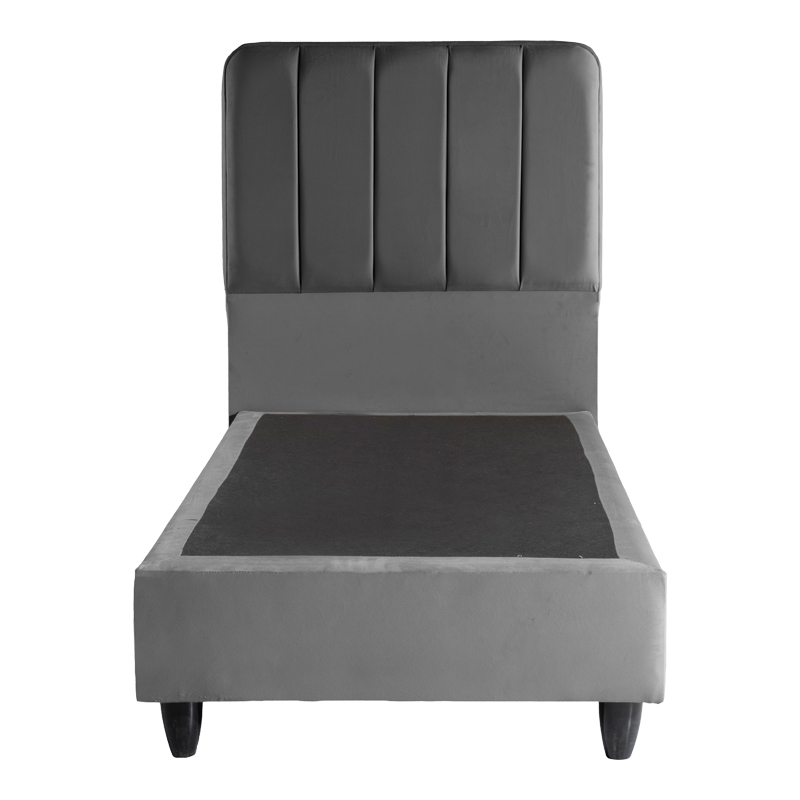 Κρεβάτι μονό Lunda pakoworld ανθρακί βελούδο 90x200εκ