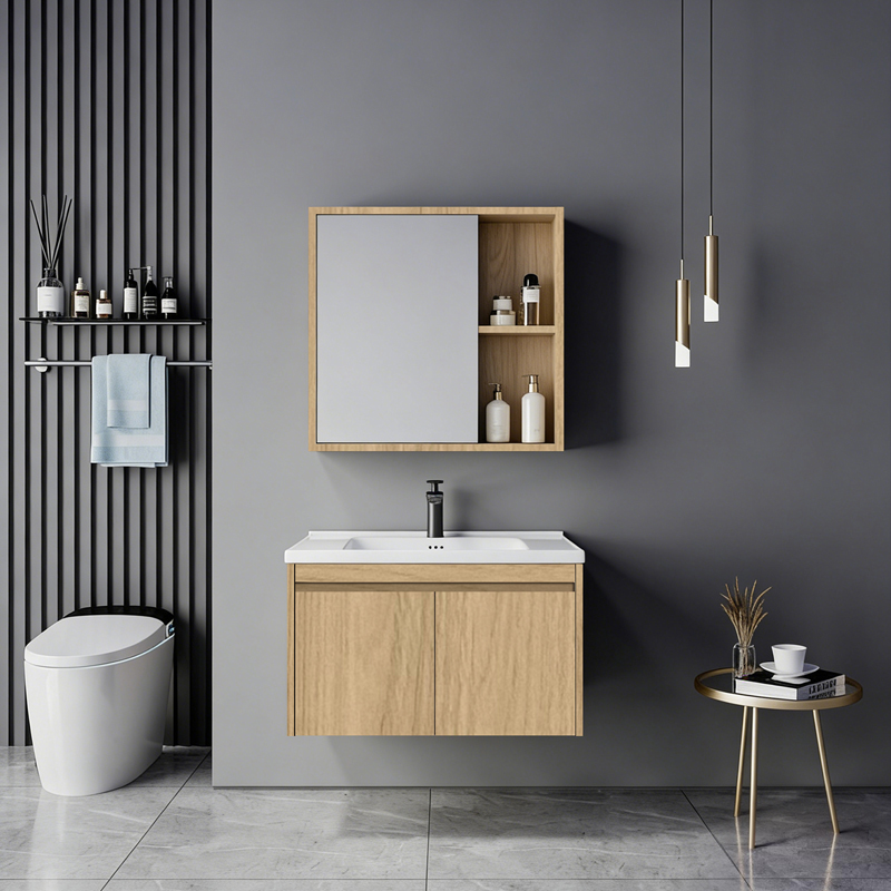 Sinkea pakoworld oak countertop with sink and mirror