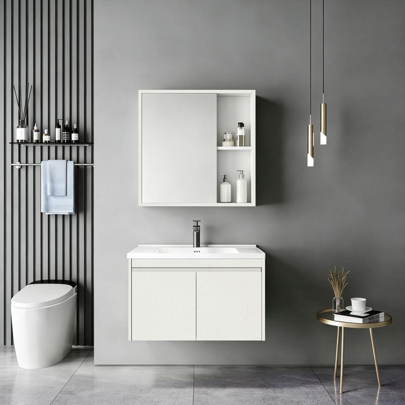 Sinkea pakoworld white countertop with sink and mirror