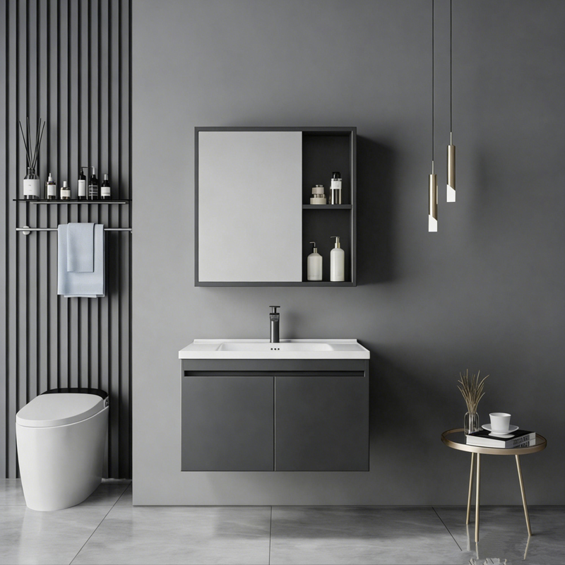 Sinkea pakoworld anthracite countertop with sink and mirror