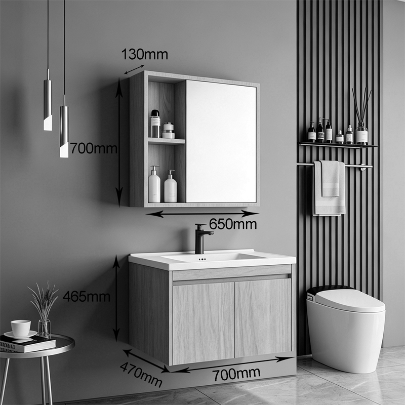 Sinkea pakoworld oak color countertop with sink and mirror
