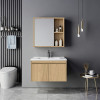Sinkea pakoworld oak color countertop with sink and mirror