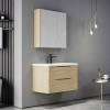 Tzouena pakoworld oak countertop with sink and mirror