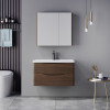 Tzouena pakoworld walnut countertop with sink and mirror