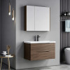 Tzouena pakoworld walnut countertop with sink and mirror
