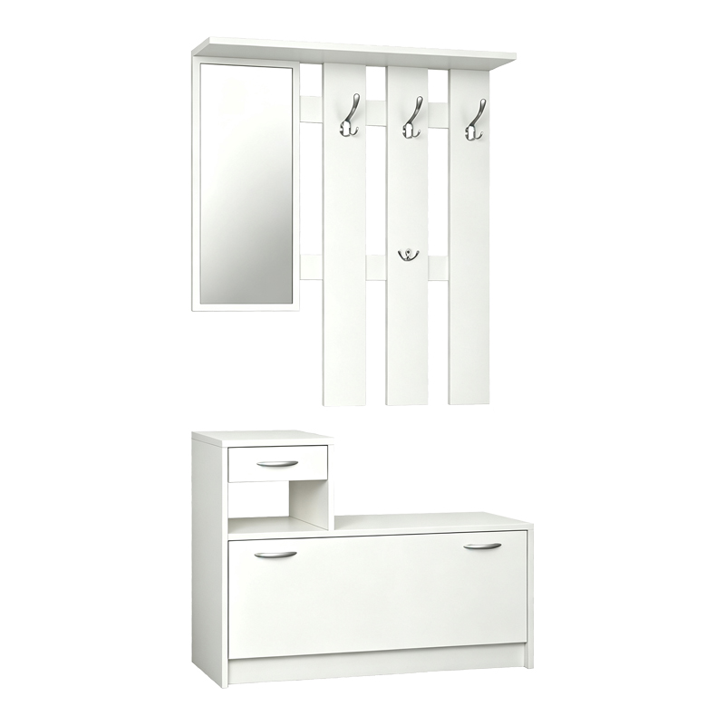 Έπιπλο εισόδου Jentia pakoworld με καθρέπτη λευκό MDF 100x24x186εκ