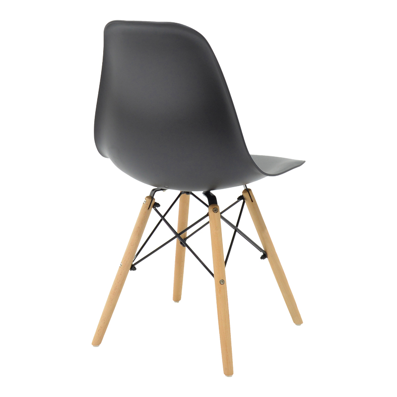 Julita pakoworld chair black PP with wooden legs in natural finish 46x52x81cm
