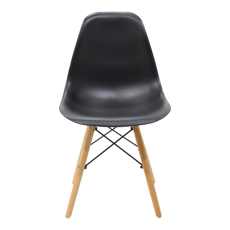 Julita pakoworld chair black PP with wooden legs in natural finish 46x52x81cm